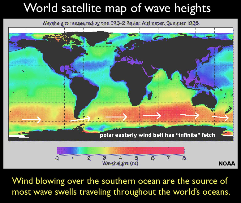 World Satellite Map of Wave Heights
